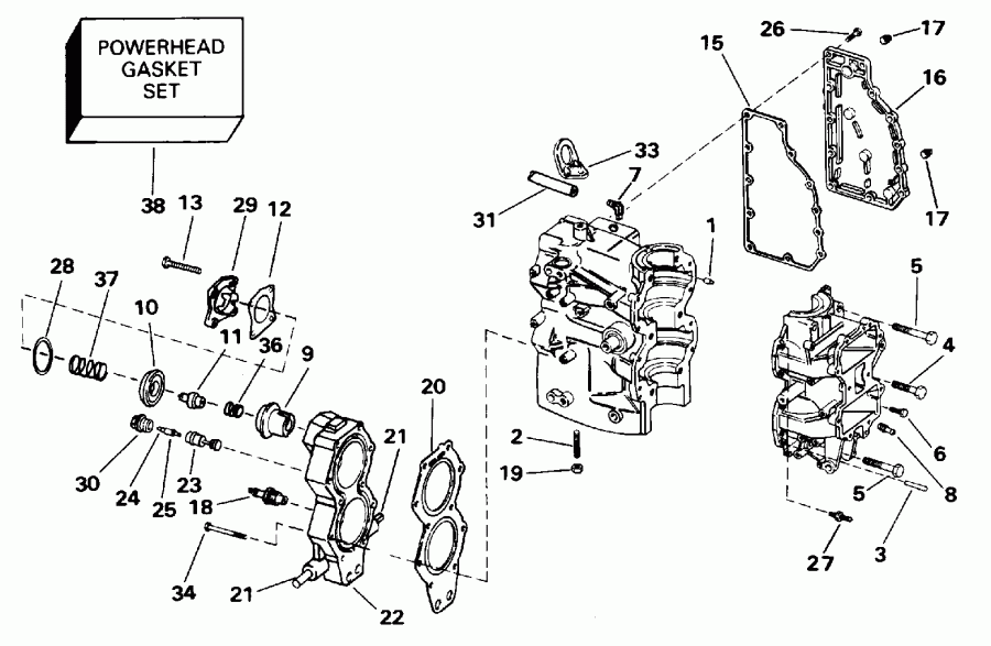 ��������� ��������� ������� E40JREDC 1996  - linder & ������ ��������� / linder & Crankcase