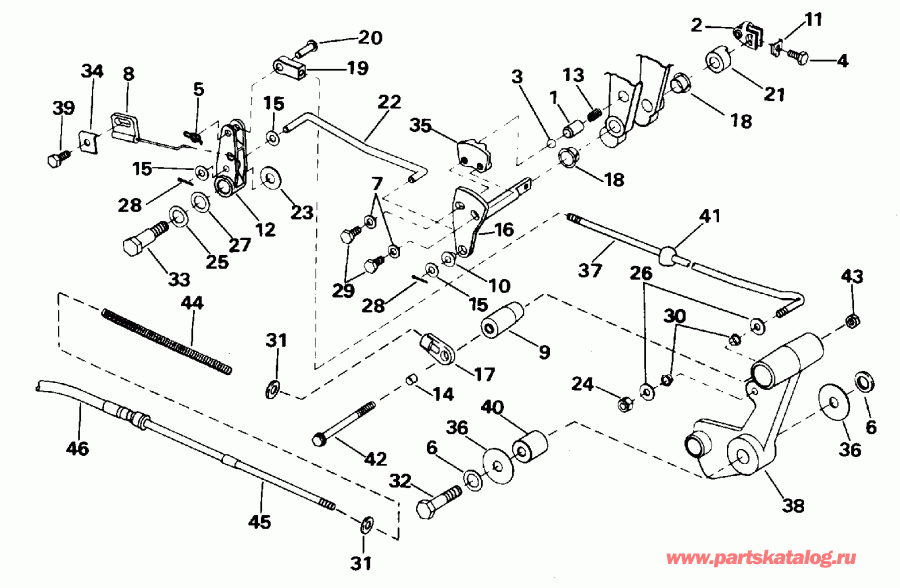 ��������� ��������� EVINRUDE E40JREDC 1996  - ift & Throttle Linkage (continued)