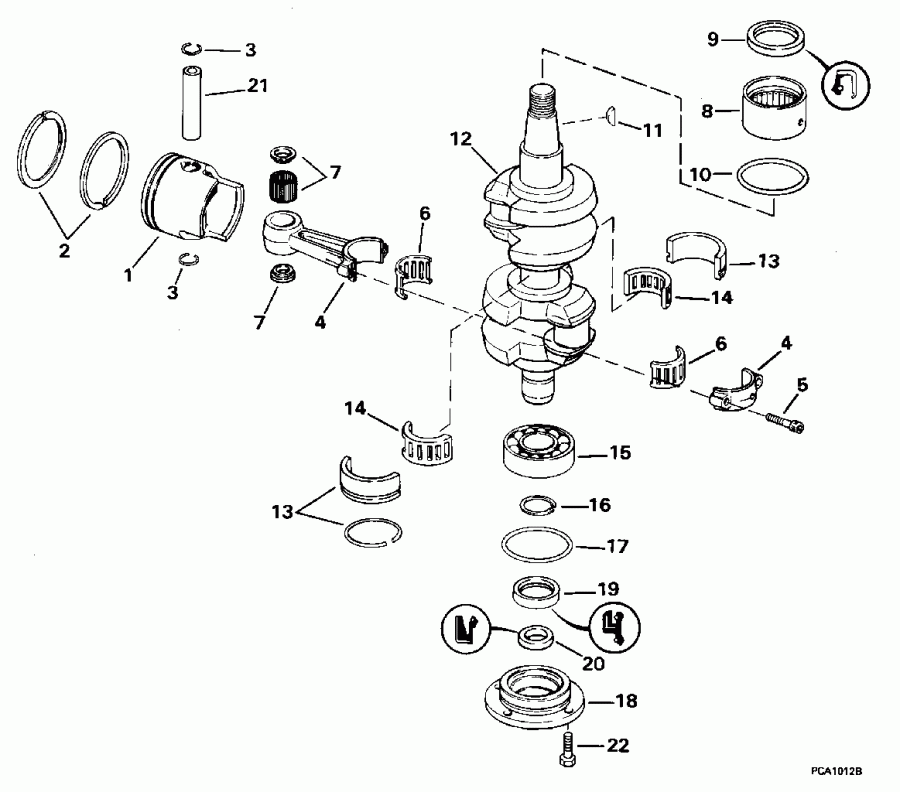 ��������� ��������� ������� E48ESLEDC 1996  - ankshaft & Piston / ank��� & �������