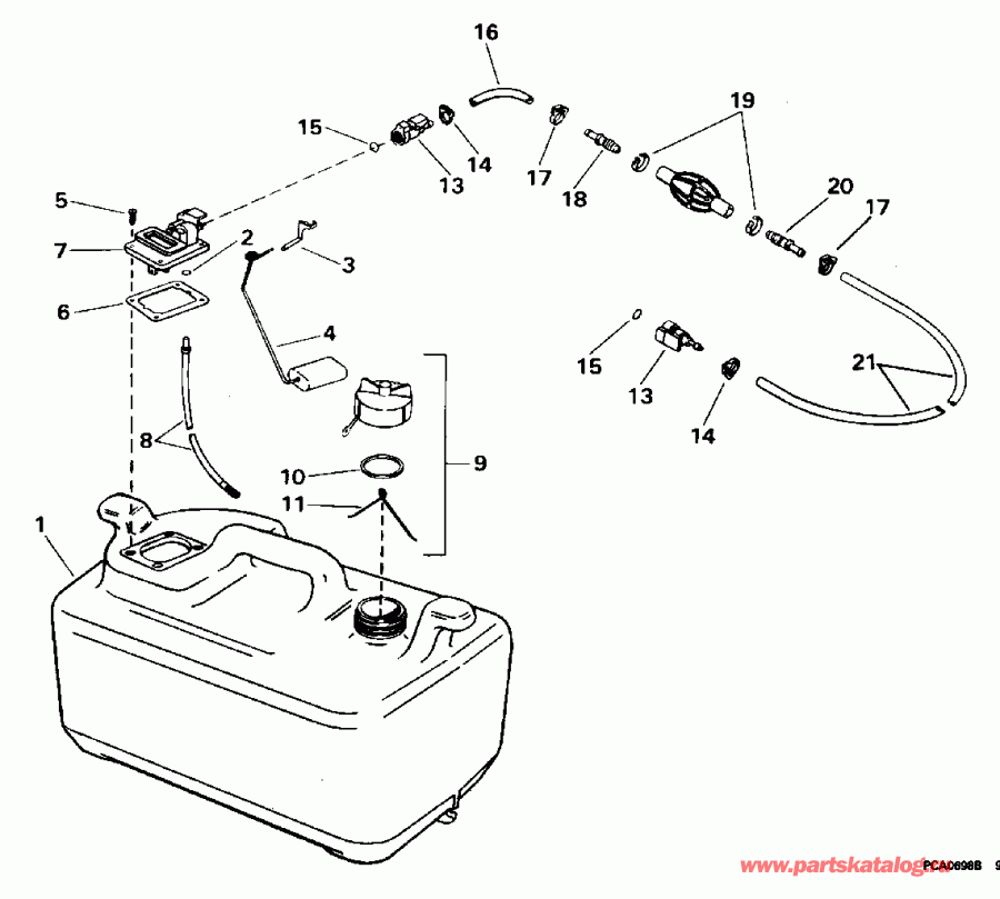 ��������� �������� ����� EVINRUDE E48ESLEDC 1996  - 6 ������ P / n 175303 / 6 Gallon P/n 175303
