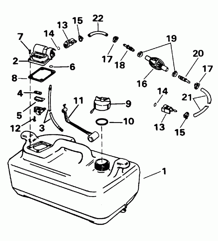 ��������� �������� ����� Evinrude E4REDS 1996  - 3 Gallon / 3 ������