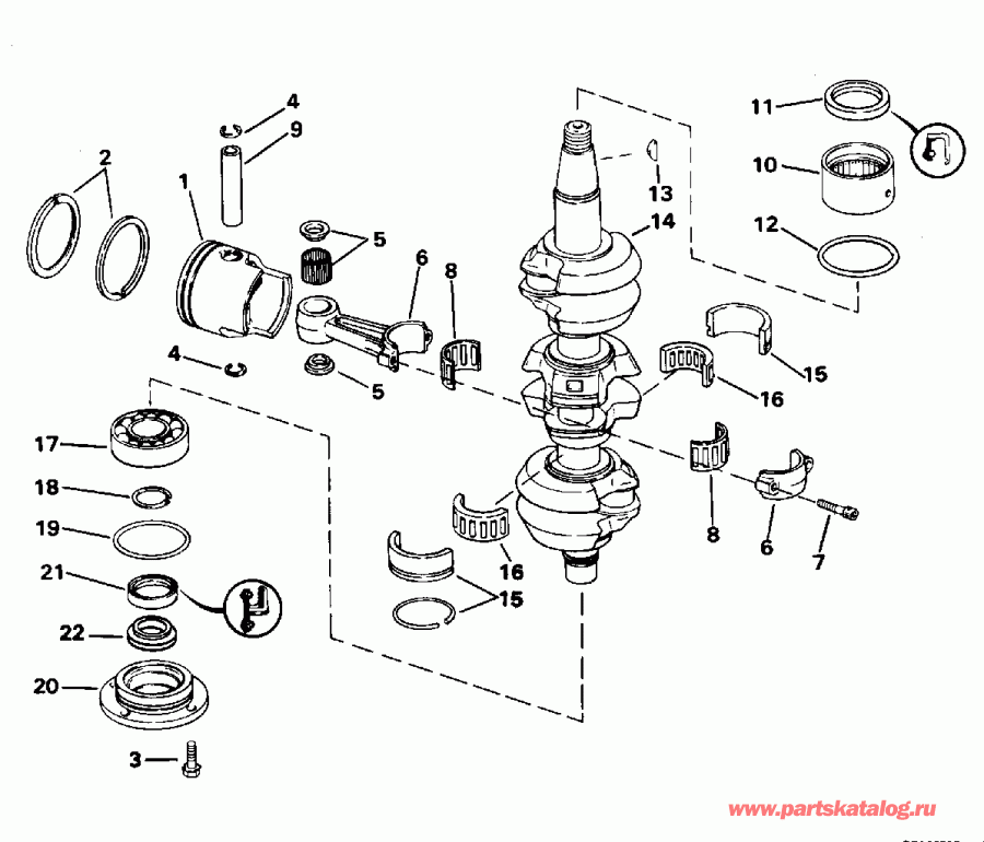  ������� E50DTLEDC 1996  - ank��� & ������� - ankshaft & Piston