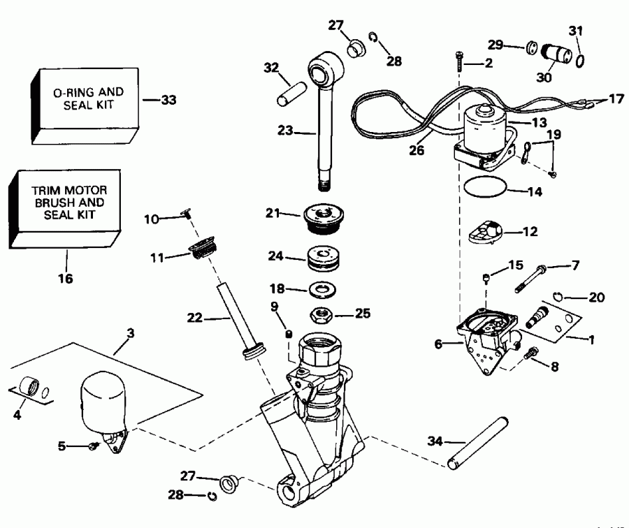 ��������� ��������� Evinrude E50DTLEDC 1996  - wer Trim/tilt Hydraulic Assembly