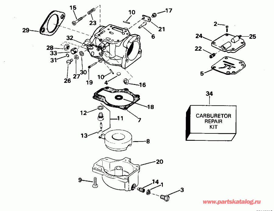 ����� Evinrude E50TTLEDC 1996  - rburetor - rburetor