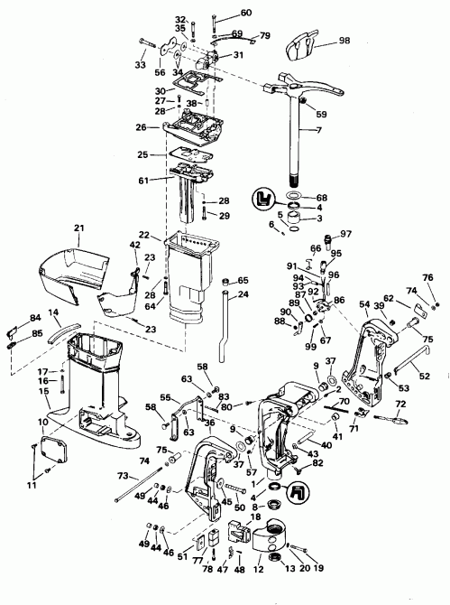 �������� ��������� ����� EVINRUDE E50TTLEDC 1996  - dsection / dsection