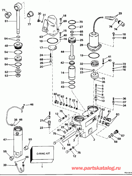 �������� ��������� ����� Evinrude E50TTLEDC 1996  - wer Trim/tilt Hydraulic Assembly - wer Trim / tilt Hydraulic Assembly