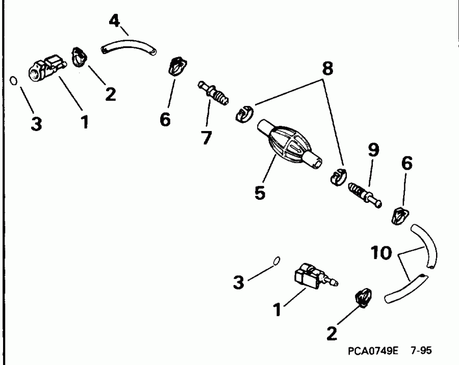  Evinrude E60TTLEDR 1996  - el Hose Primer Bulb 5/16 In. I.d. - el ����� ��������� ����� 5 / 16 ���� I.d.