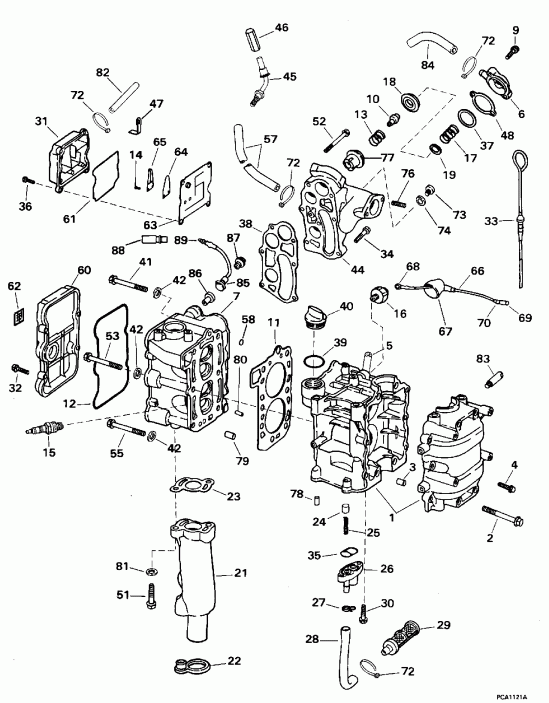 ��������� ��������� EVINRUDE E8FRXEDC 1996  - linder & Crankcase / linder & ������ ���������