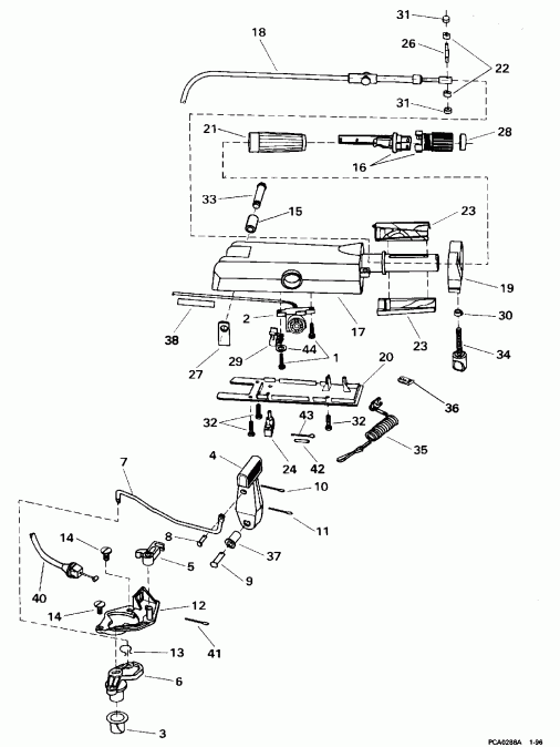 ��������� Evinrude E8REDS 1996  - eering Handle - ee������ Handle