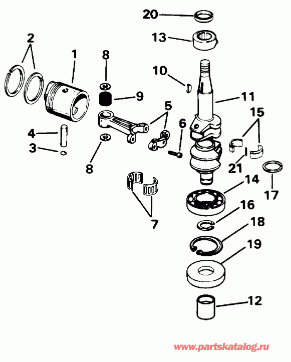 ����� EVINRUDE E8SRLEDS 1996  - ankshaft & Piston - ank��� & �������