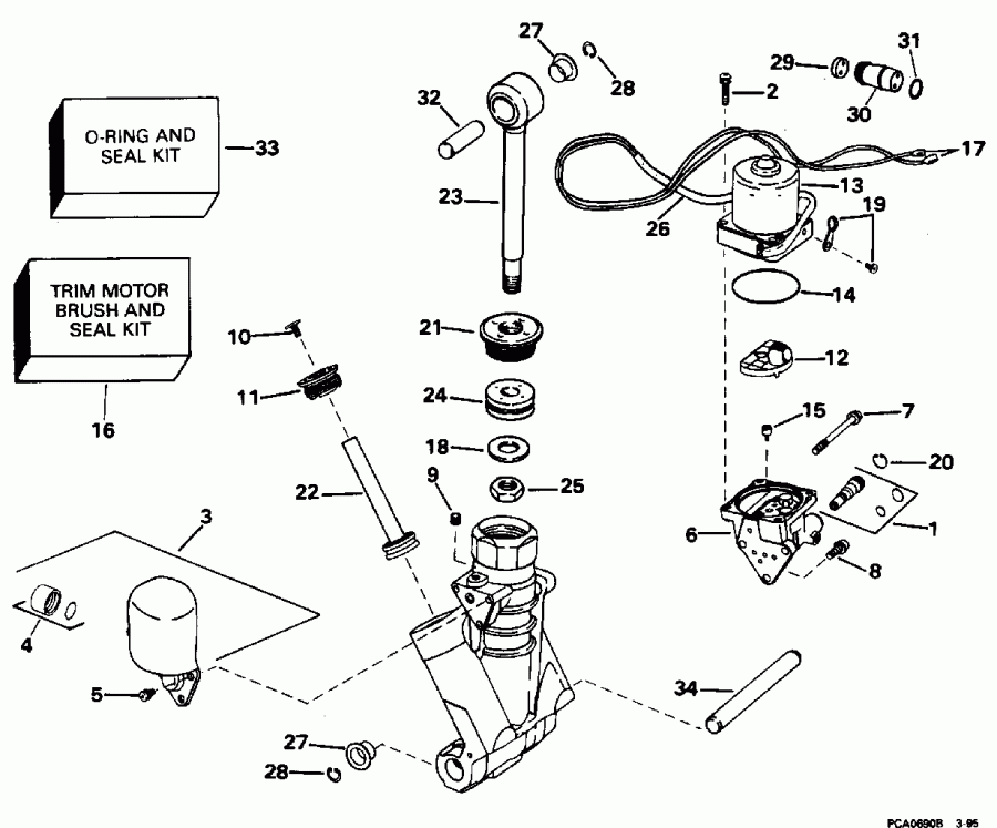 ��������� �������� ����� EVINRUDE E90ELEDR 1996  - wer Trim / tilt Hydraulic Assembly