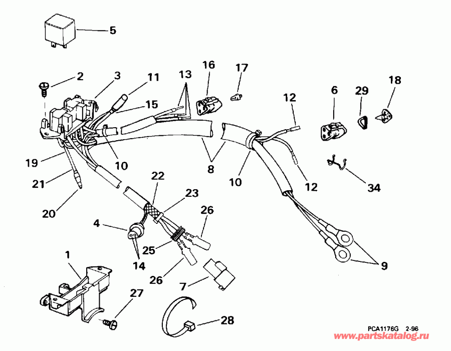  EVINRUDE E90SLEDR 1996  - wer Trim / tilt ��������� - wer Trim/tilt Electrical