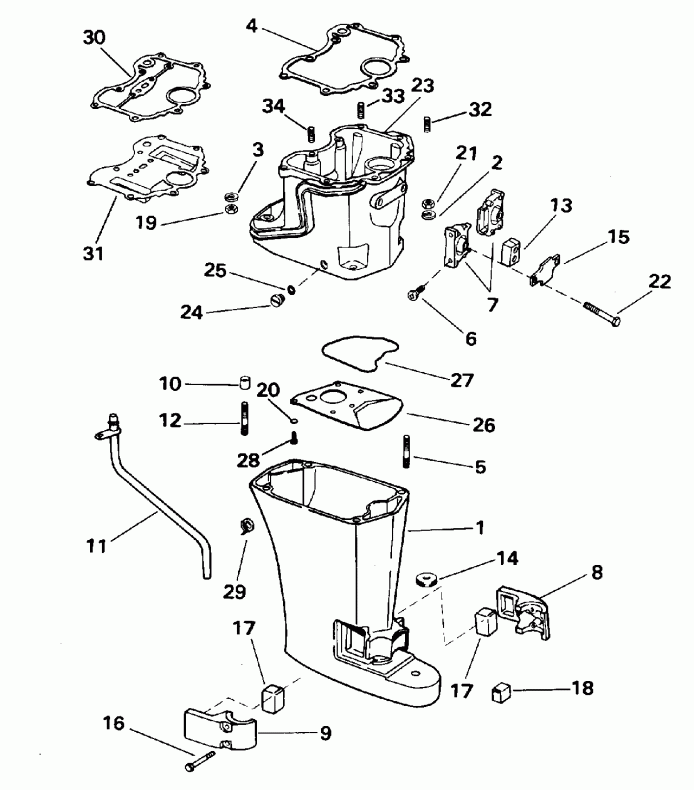 ��������� ����� Evinrude HE10FTEDC 1996  - haust ������ / haust Housing