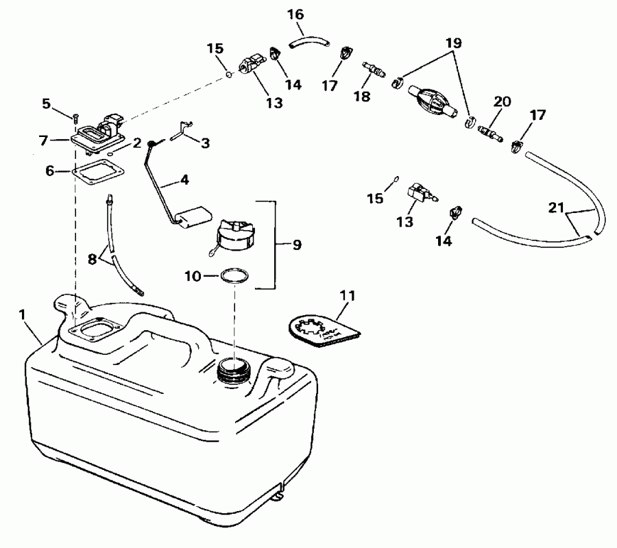  EVINRUDE HE10FTLEDC 1996  - el Tank P / n 176206 / el Tank P/n 176206