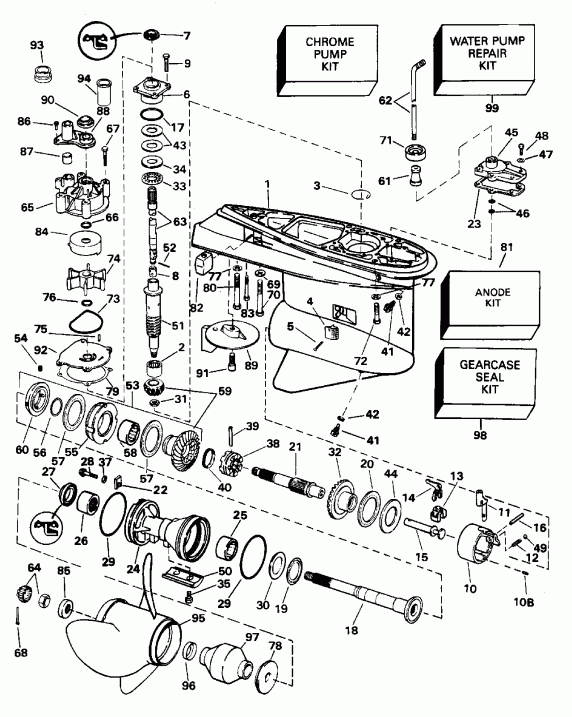 �������� ��������� ����� EVINRUDE HE130CXADA 1996  - 130cx Counter Rotation - 130cx �������� ��������