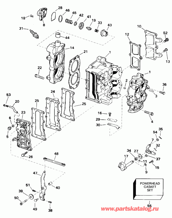 �������� ����� EVINRUDE HE15KCLN 1996  - linder & ������ ��������� - linder & Crankcase