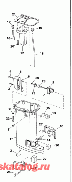 �������� ��������� ����� Evinrude HE15KCN 1996  - haust ������ - haust Housing