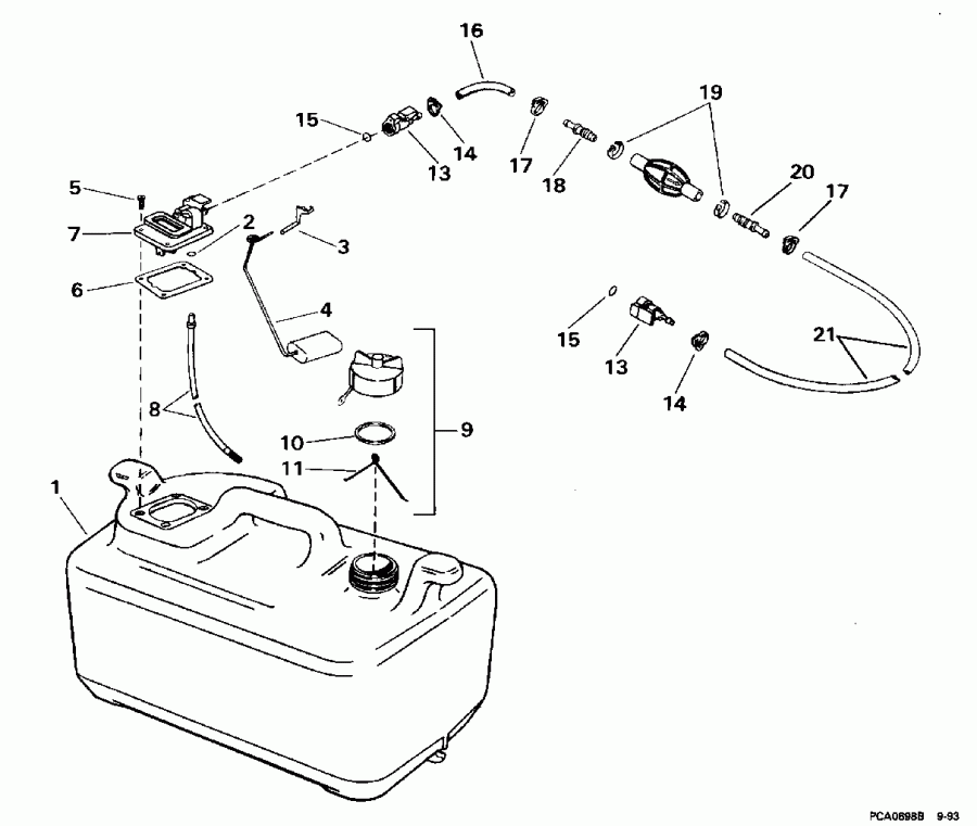 ��������� ����� Evinrude HE25FPO 1996  - 6 Gallon P/n 175303 / 6 ������ P / n 175303