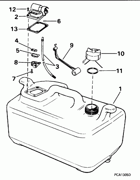 �������� ��������� ����� EVINRUDE HE25FPO 1996  - 6 ������ - 6 Gallon