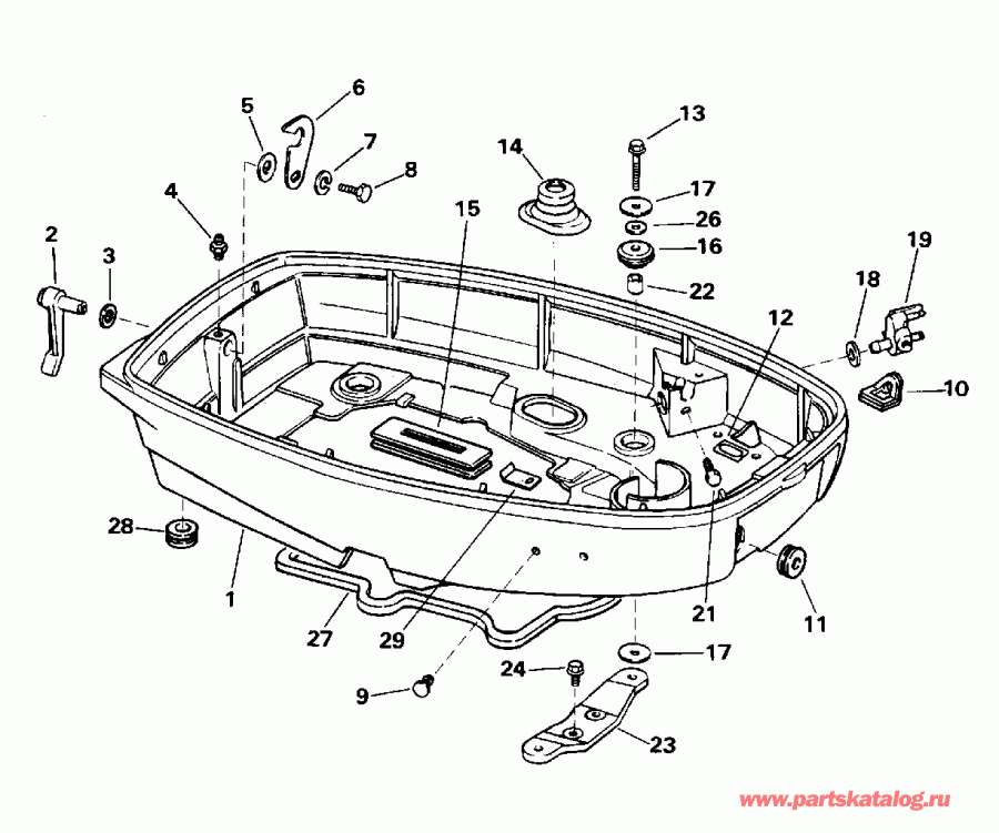 ��������� Evinrude HE25RLEDA 1996  - wer ������ ��������� (�����) - wer Engine Cover