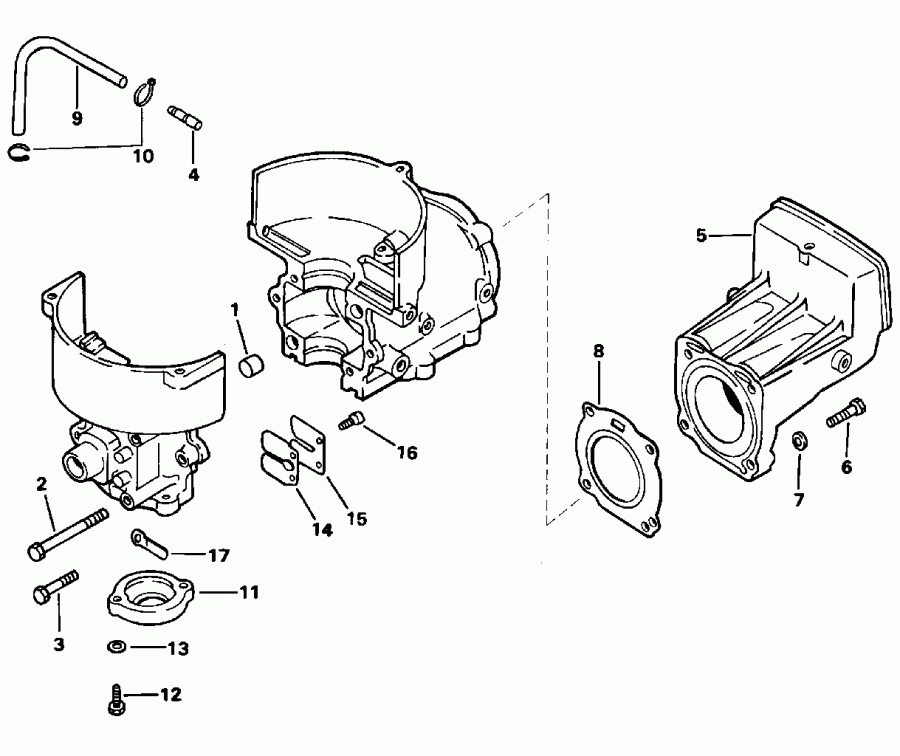  Evinrude HE2REDE 1996  - linder & Crankcase, Reed Valve - linder & ������ ���������, ��������� ������