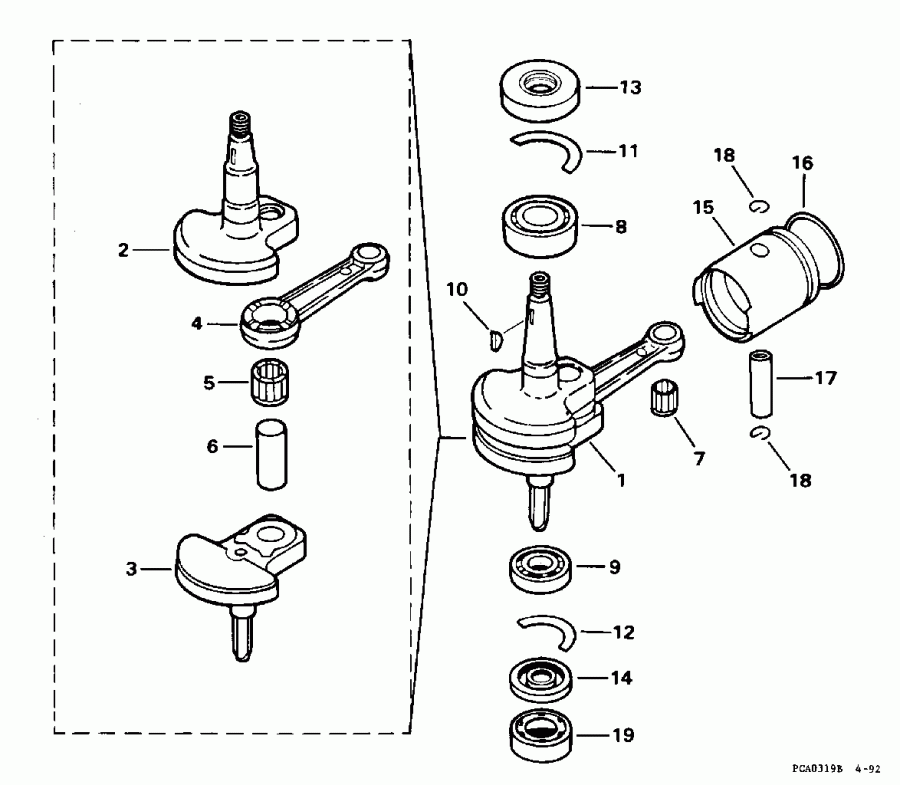 ��������� ����� Evinrude HE2REDE 1996  - ston & Crankshaft