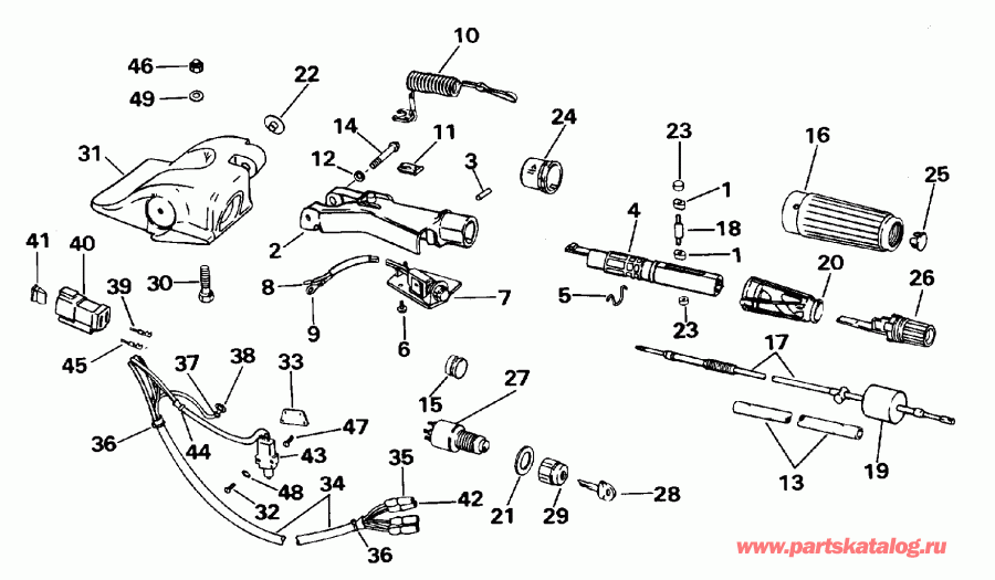 ��������� EVINRUDE HE35RMLEDC 1996  - eering & Shift Handle