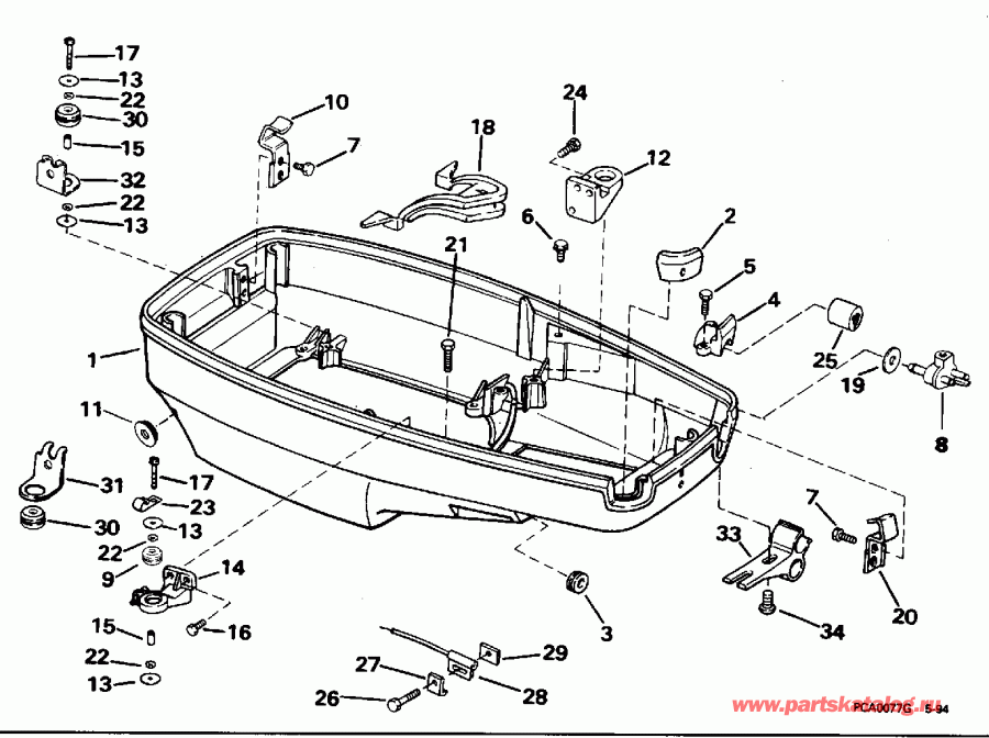 ����� EVINRUDE HE55RSLW 1996  - wer Engine Cover - wer ������ ��������� (�����)