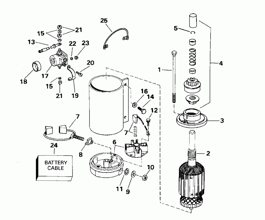 �������� ����� Evinrude HE55WMLM 1996  - ectric ������� & Solenoid / ectric Starter & Solenoid