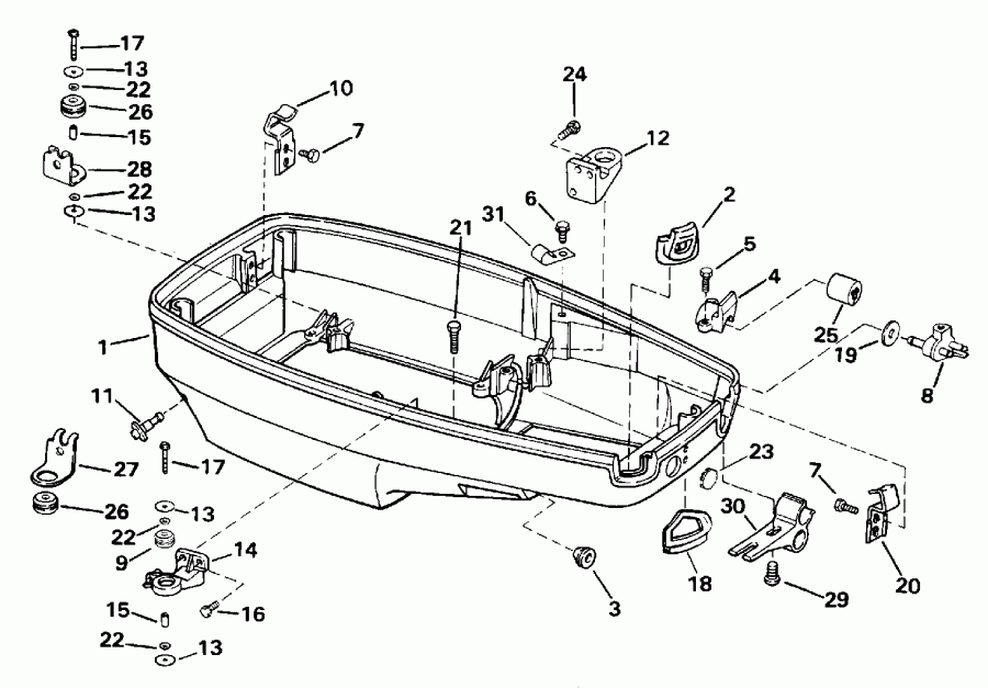 ��������� �������� ����� EVINRUDE HE55WMLM 1996  - wer Engine Cover - wer ������ ��������� (�����)
