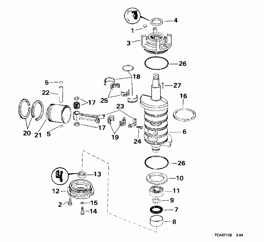 ��������� ��������� EVINRUDE SE100WMPLM 1996  - ankshaft & Piston