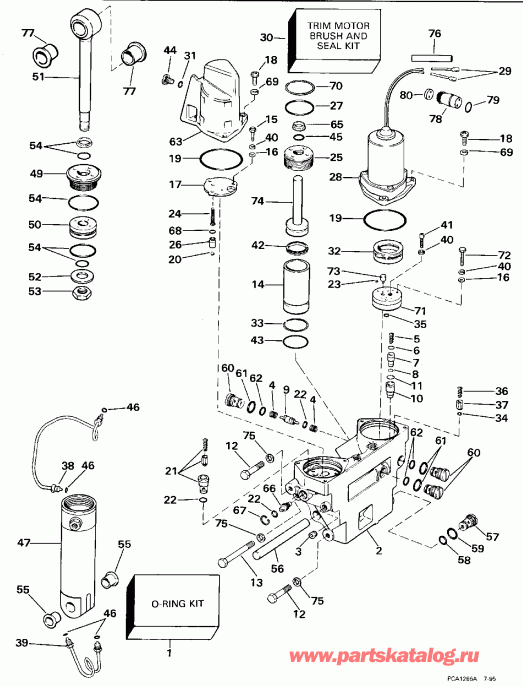 ��������� ��������� Evinrude SE100WMPLM 1996  - wer Trim/tilt Hydraulic Assembly / wer Trim / tilt Hydraulic Assembly