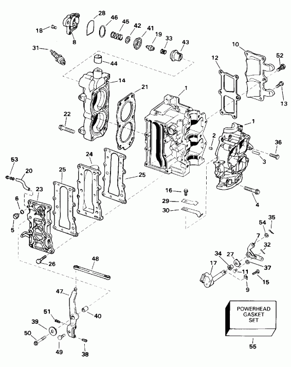 ��������� ����� Evinrude SE10RPB 1996  - linder & Crankcase / linder & ������ ���������