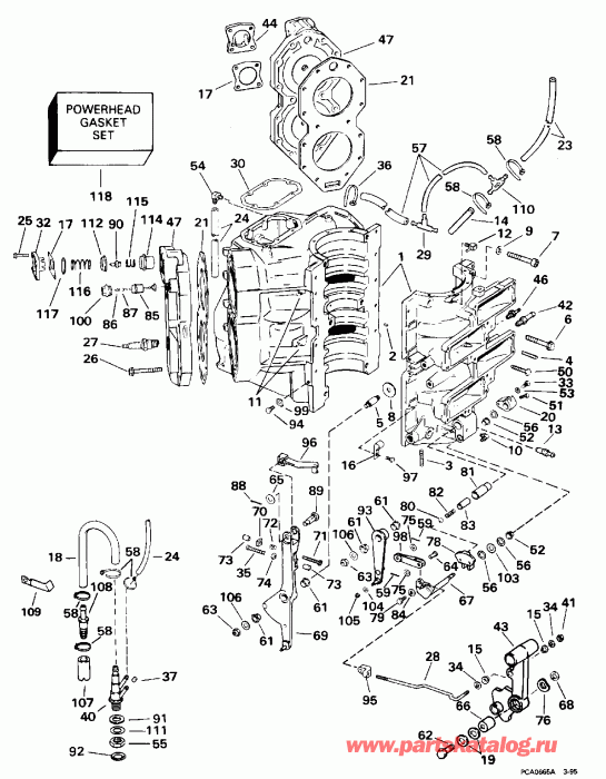   Evinrude SE125RWYV 1996  - linder & Crankcase / linder &  