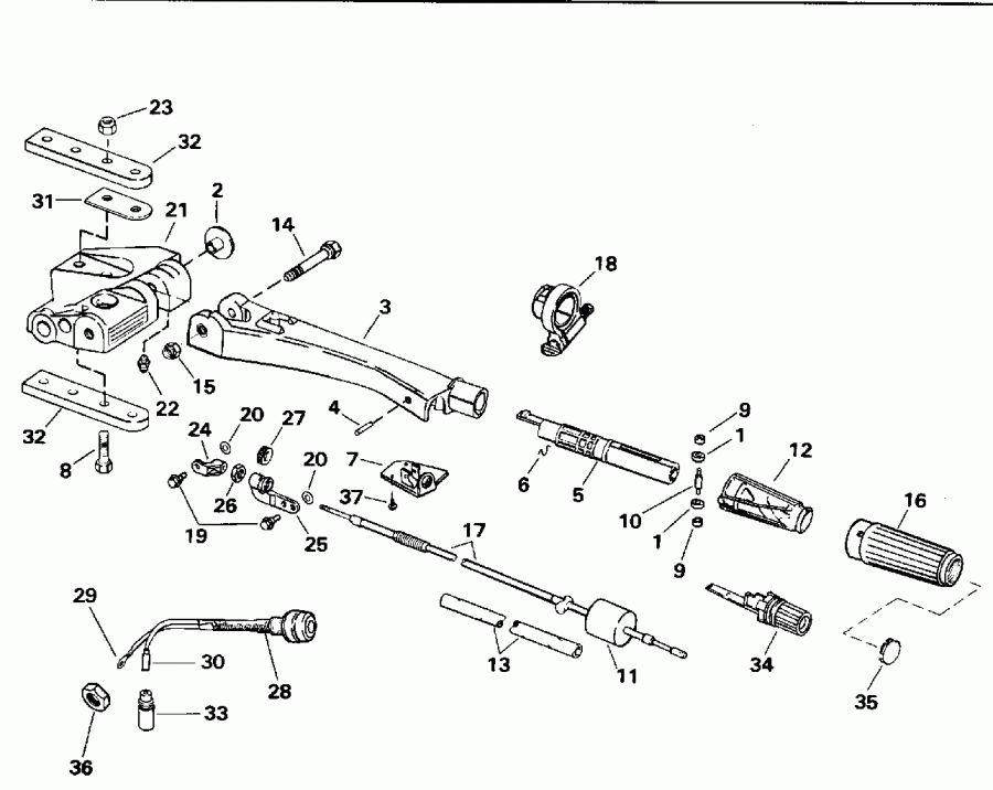 �������� ��������� ����� EVINRUDE SE125RWYV 1996  - eering Handle / ee������ Handle