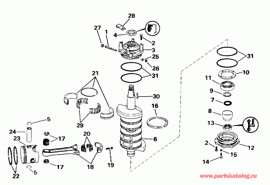 ��������� ��������� ������� SE125WTPLV 1996  - ankshaft & Piston / ank��� & �������