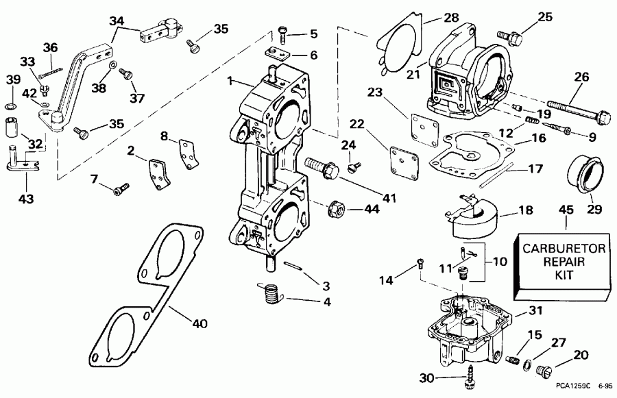 �������� ��������� ����� EVINRUDE SE125WTPXV 1996  - rburetor & ��������� ��������