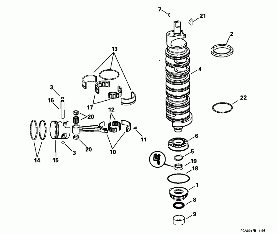 ��������� �������� ����� ������� SE150WTPLB 1996  - ankshaft & Pistons