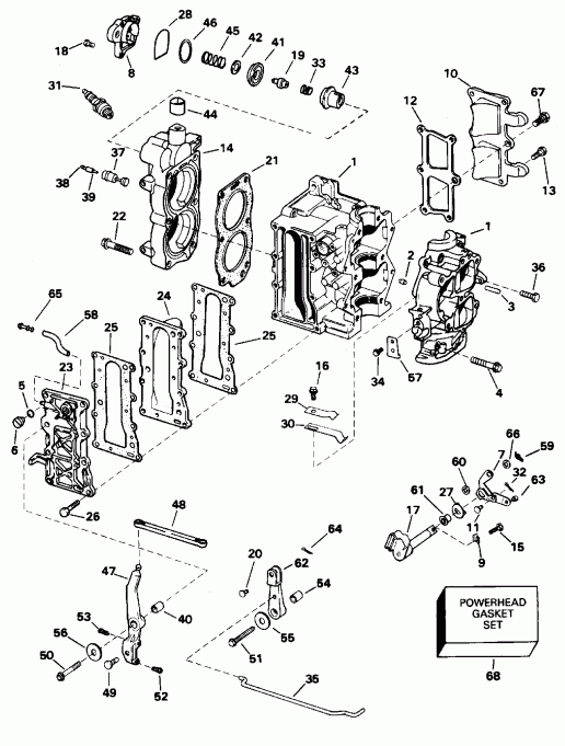 ��������� ��������� Evinrude SE15BAEDC 1996  - linder & Crankcase / linder & ������ ���������