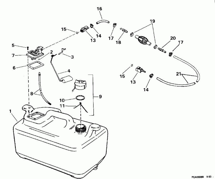 ��������� Evinrude SE15RPG 1996  - 6 Gallon - 15kc Models Only / 6 ������ - 15kc Models Only