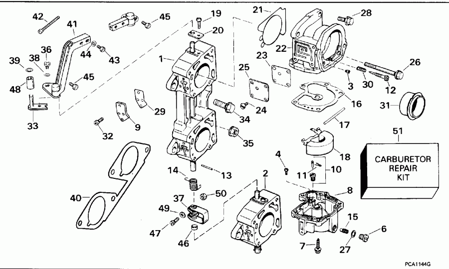 �������� ����� EVINRUDE SE200WTPLA 1996  - rburetor & Linkage - rburetor & ��������� ��������