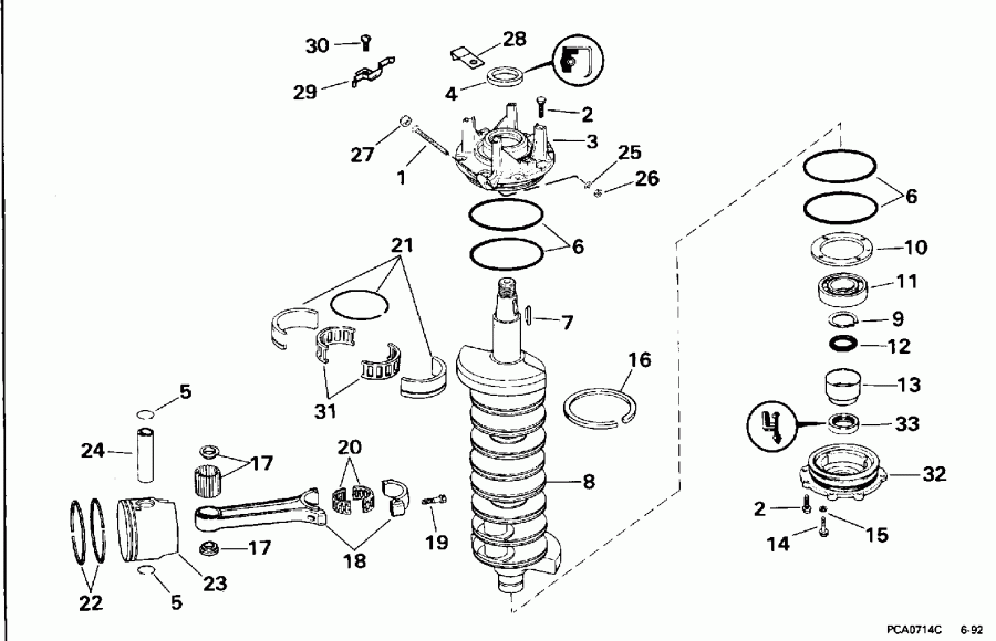 ��������� Evinrude SE200WTPLA 1996  - ank��� & ������� - ankshaft & Piston