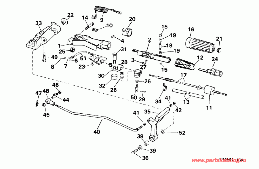   EVINRUDE SE35RLEDE 1996  - eering & Shift Handle - ee &  Handle
