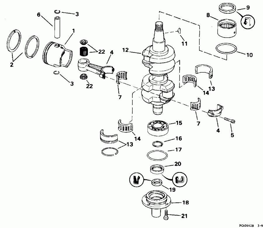 ��������� EVINRUDE SE40RPH 1996  - ankshaft & Piston - ank��� & �������