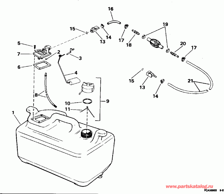 ��������� �������� ����� Evinrude SE40RPH 1996  - 6 ������ P / n 175303 / 6 Gallon P/n 175303