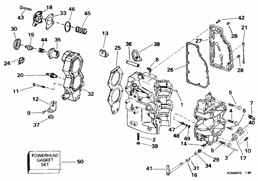 �������� ����� Evinrude SE40RPYH 1996  - linder & Crankcase