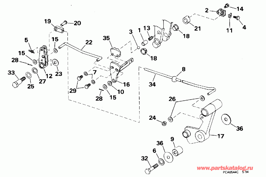 �������� ��������� ����� Evinrude SE40RSLZ 1996  - ift & Throttle Linkage (continued)