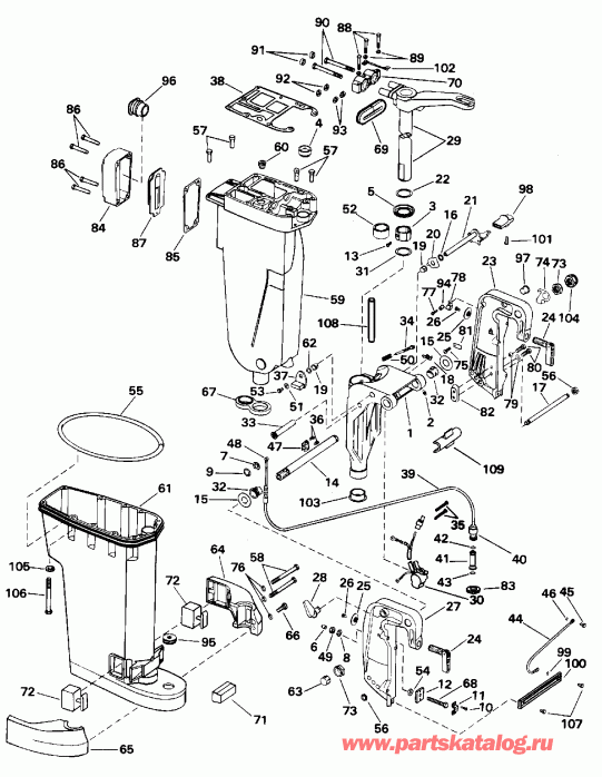 �������� ����� Evinrude SE50TLEDS 1996  - haust Housing & Stern & Swivel Bracket / haust ������ & Stern & ���������� ���������