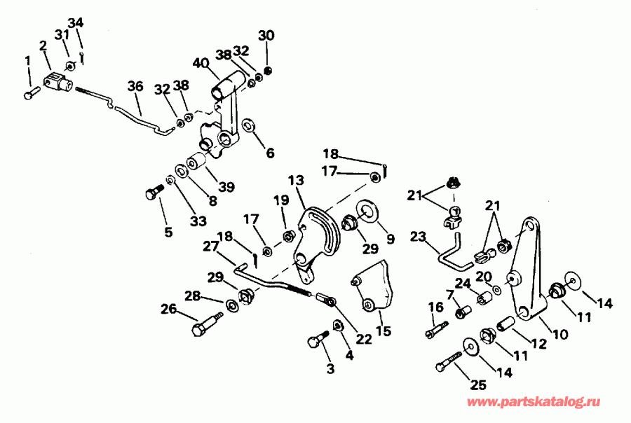 �������� ��������� ����� Evinrude SE65RSLM 1996  - ift & ����������� ��������age - ift & Throttle Linkage