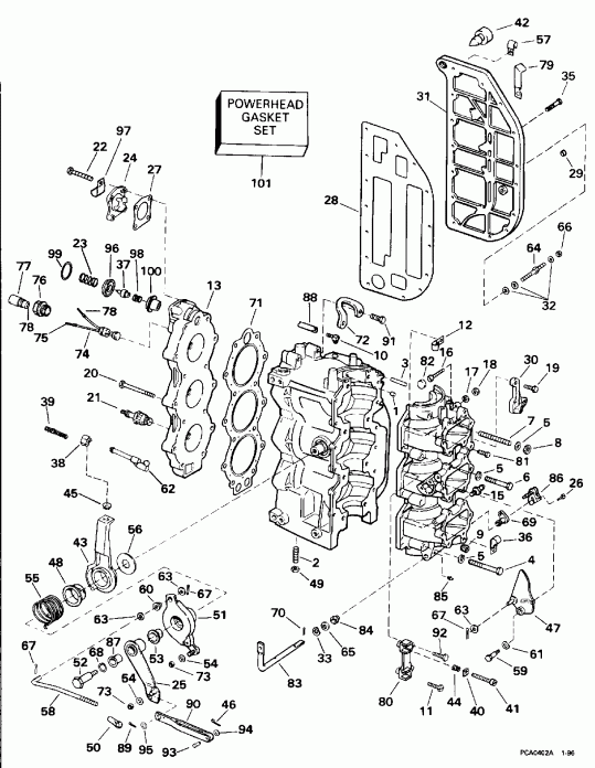 ��������� �������� ����� Evinrude SE65WMLM 1996  - linder & Crankcase - linder & ������ ���������